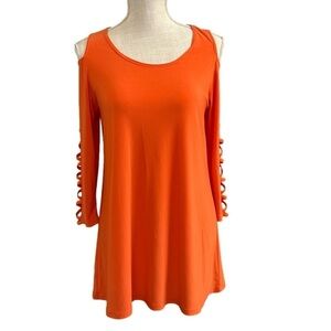 Women's Pretty Woman Orange Cold Shoulder Long Sleeve Tunic/Dress. Size small